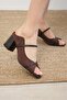 Gilda Brown Block Heeled Women's Slippers - 3