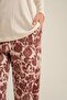 Women's Leaves Cream Long Sleeve Pajama Set Pc9263-S-V1 - 5