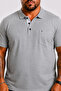 Men's Large Size Single Jersey Polo T-Shirt Classic with Pockets 26402 Gray Melange - 2