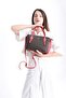Women's Hand and Shoulder Bag with Logo, Patterned Detail, Double Handle, Zipper, Brown-Red - 3