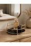 Gold Black Round Decorative Tray with Handles 25 Cm, Presentation and Organizing Tray with Handles - 5