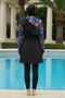 2-Piece Set (with Bonnet Gift) Asymmetrical Collar, Lycra Sleeves, Elastic Waist Burkini Hijab Swimsuit D52 - 3
