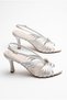 Women's Gray Satin Open Toe Caged Buckle Ankle Strap Thin Heel Evening Dress Heeled Shoes Taran - 6