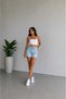 Light Blue Tassel Detailed Women's Mini Denim Shorts - 3