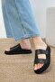 Linea Black Color Geometric Cut Women's Slippers - 2