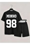 Straykids Minho Printed 100% Cotton Crewneck Children's Tshirt-Shorts K-Pop Dual Set