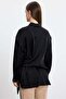 Front-tie metal button shirt - black - 4