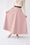 Powder Pink Leather High Waist Maxi Length Flared Skirt