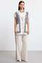 Fabric Combination Vest Linen Suit Dark Blue