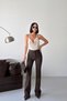 Women's High Waist Spanish Flare Coffee Color Jeans - 7