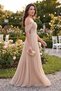 Women's Beige Slim Fit Boat Neck Long Evening Dress - 5