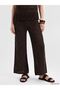 Lcw Vision Brown Openwork Wide Leg Women's Knitwear Trousers - 3