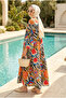 Women's Ruffle Sleeve Ethnic Patterned Layered Hijab Dress (Unlined)