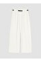 Lcw Vision Ecru Wide Leg Women's Trousers with Belt - 5