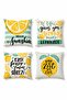 Lemon Drawings Patterned 4-Piece Throw Pillow Cover Set - 3