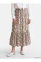 Lcw Grace Beige Floral Pleated Skirt with Elastic Waist - 2