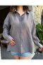 Women's Gray Glitter Oversize Shirt 31020 - 4