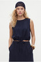 Women's Toby Tie-Up Blouse Elastic Waist Lined Skirt Woven Navy Blue Bottom-Top Set - 3