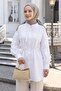 Ruffle Sleeve Belted White Tunic - 2
