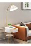 Multifunction Scandinavian Style Floor Lamp Coffee Table Smart Light Bedside Table with 2 Shelves - 2