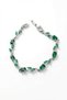 Silver Color Green Zircon Stone Flower Model Women's Bracelet - 2