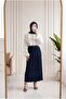 Lodos Side Zipper Pleated Skirt-Pa0202 Navy Blue