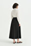 Elastic Waist Gathered Cotton Skirt - Black - 4