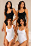 Women's 4-Pack 95% Cotton Thin & Thick Strap Flexible Bottom Hook Body Undershirt