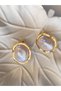 Steel Earrings with Pearl Detail, Geometric Shape, Elegant Large Earrings - 5