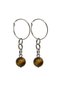 Natural Stone Dangle Women's Earrings 10 mm Hoop Silver Color 4-5 cm (Matte Obsidian / Lapis Lazuli / Citrine / Amethyst / Tiger's Eye / Jade) - 2
