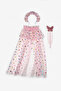 Pink Butterfly Printed Girls' Cape, Wand and Crown Set