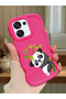 Oppo F31 5g Compatible Case Camera Protector Red Silicone Couple Phone Case Panda Pattern