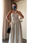 Beige Contrast Straight Neckline Dress - 0106 - 5