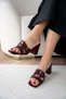 Loves Asymmetrical Cut Burgundy Thick Heeled Slippers - 3