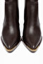 Bitter Brown Matte Leather Flat Zippered Metal Toe Western Cowboy Short Ankle Boots - 4