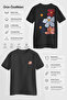 Pastel Flowers Design 100% Cotton Half Oversize Black T-Shirt - 3