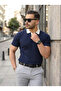 Men's Collar Detailed Patterned Textured Knitwear T-Shirt - 2
