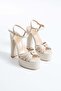 Women's Genuine Leather Platform Shoes Cream - 3