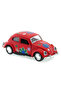 Pull and Drop Metal Vosvos Toy Car 11 cm - Classic Floral Retro Design Openable Door 1:38 - 3