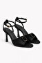 Yola Black Satin Thin Heeled Shoes - 2
