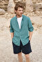 Arles men's linen blend long sleeve single pocket regular fit green shirt