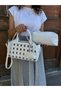 Women's New Season Stylish Crossbody & Shoulder Bag with Knitted Detail and Adjustable Strap Size: 26 X 17 cm