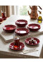 6-Piece Red Glossy Melamine Tea Plate and Presentation Bowl Set - 11 cm