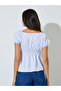 Blue Striped Scoop Neck Blouse - 5
