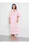 Pink Contrast Piping Half Placket Heart Nightshirt