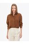Brown Oversize Long Sleeve 100% Linen Shirt 50321208-Vr029