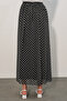 Women's Long Polka Dot Skirt 8080 - Black - 6