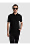 Black Slim Fit Polo Collar T-Shirt 50328376-Vr046