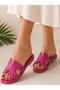 Helen Fuchsia Genuine Leather Women's Slippers