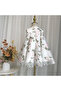 Girl's White Floral Patterned Tulle Evening Dress Bow Princess Dress - 4